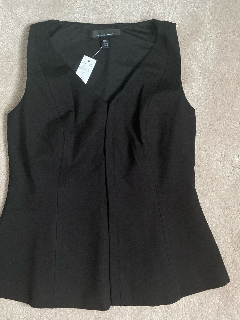 WHITE HOUSE BLACK MARKET  Ponte V-Neck Peplum Sleeveless Vest Top Sz 4 NWT!